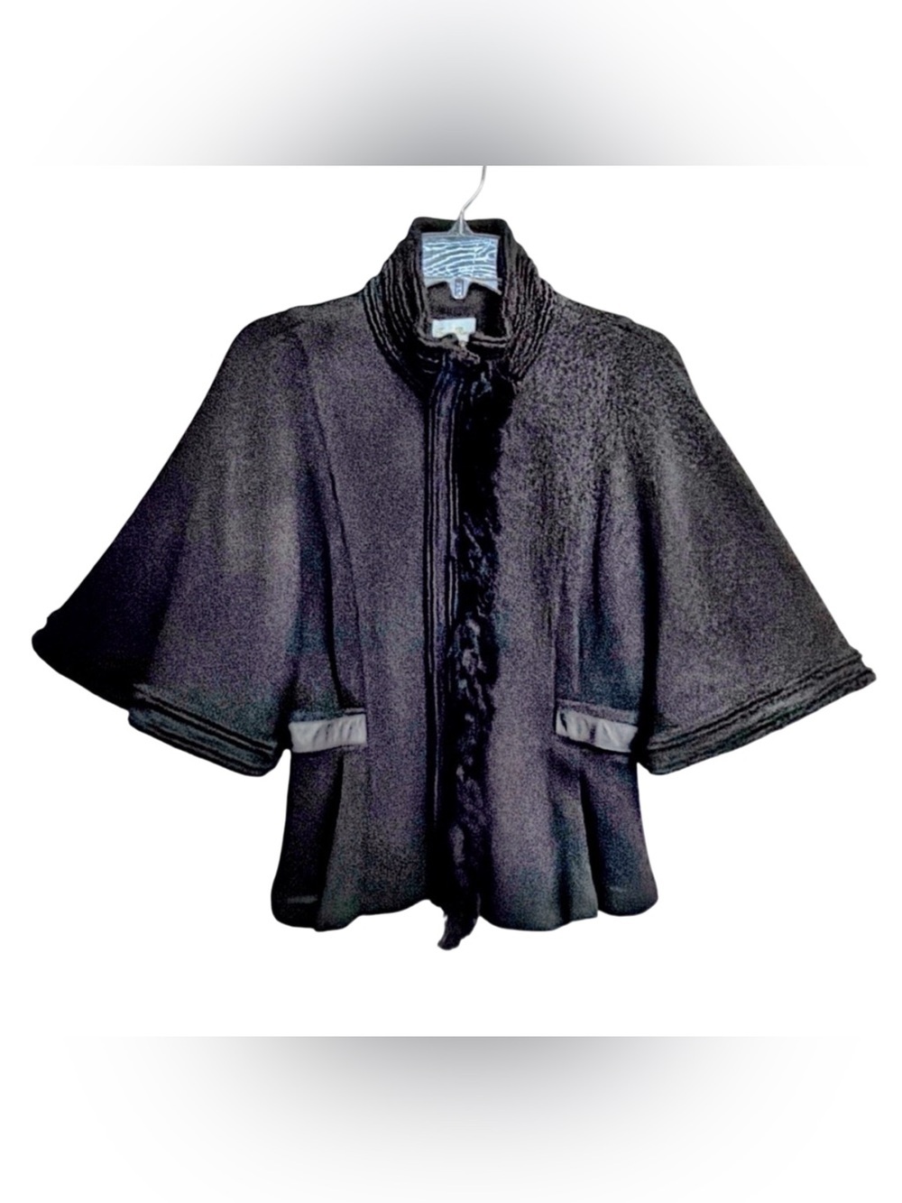 Stacy Reese Sculptural Poncho Jacket | Textured Black | Avant-Garde Design